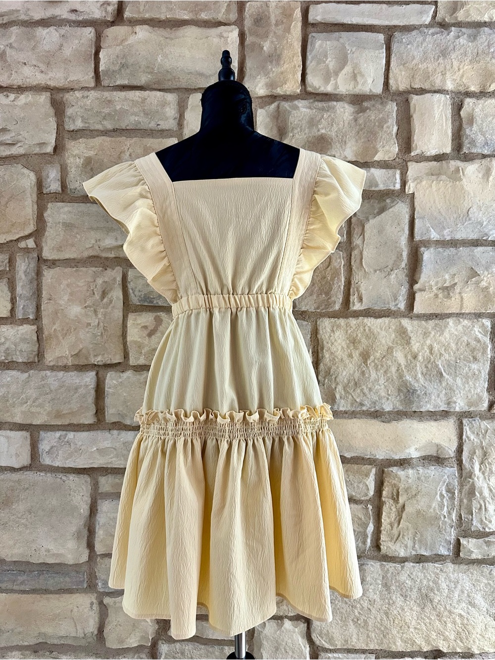 Light Yellow Ruffle-Sleeve Sundress - Picture 2 of 2